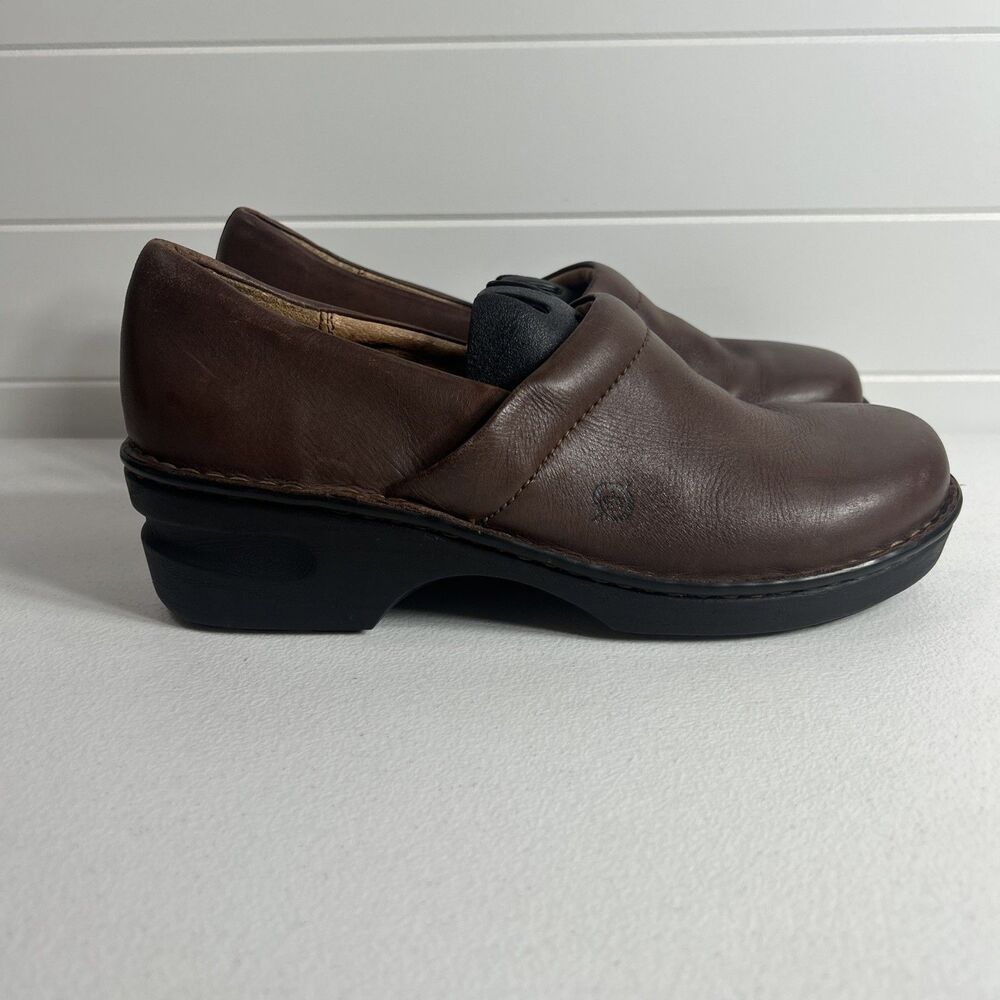 Born Women’s Shoes Size 10 M Brown Peggy Clogs Leather Pull On Round Toe